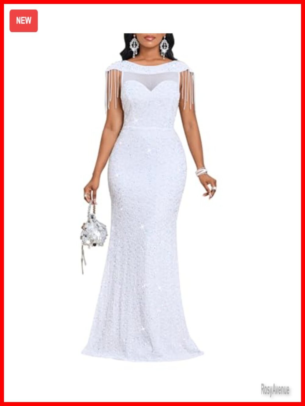 Sequin Mesh Bodycon Formal Maxi Evening Gown Cocktail Dress